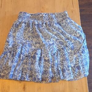 INTERMIX Blue and White A-Line Skirt